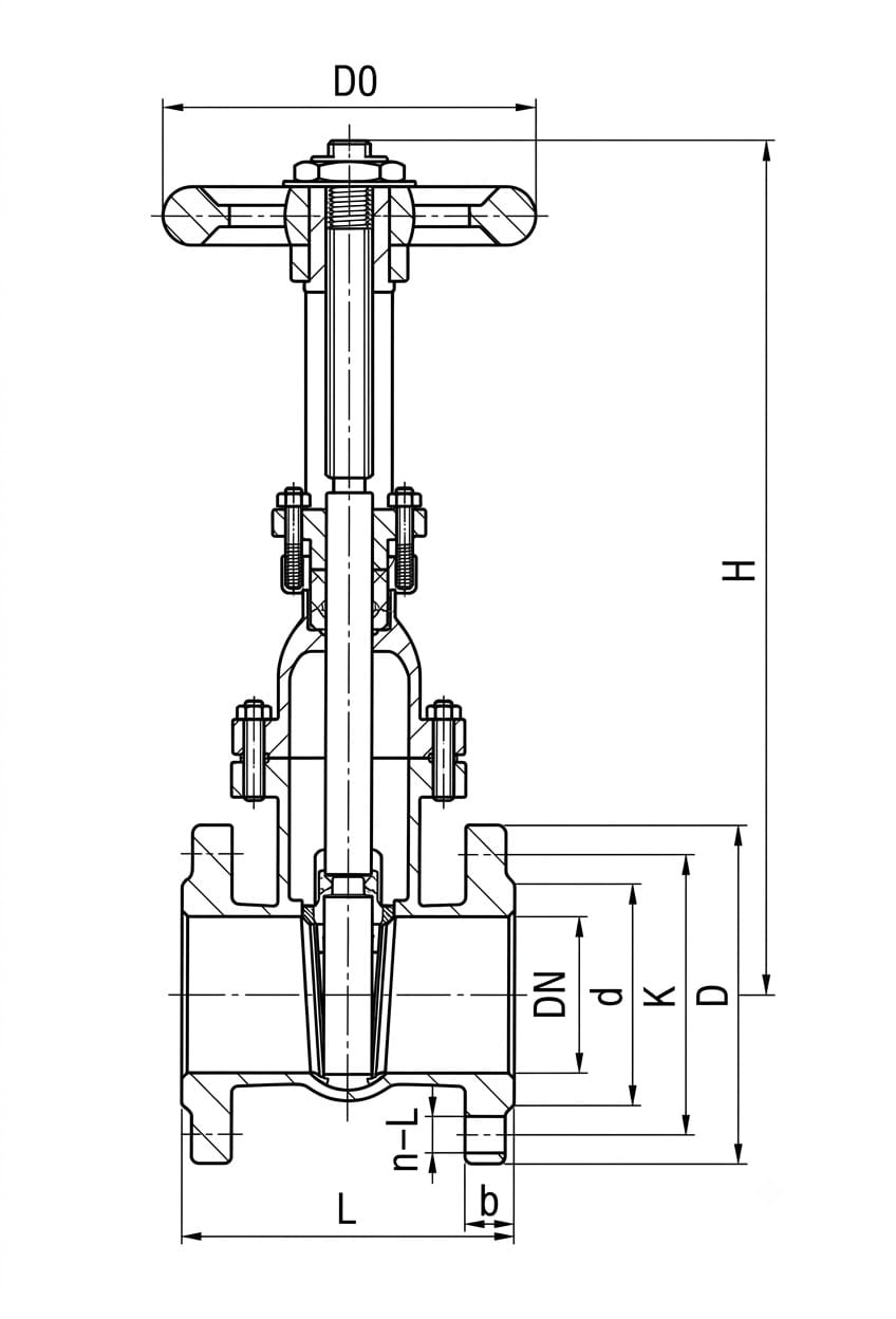 Z41T-10 Bronze Seated Gate Valve — Structure Drawing
