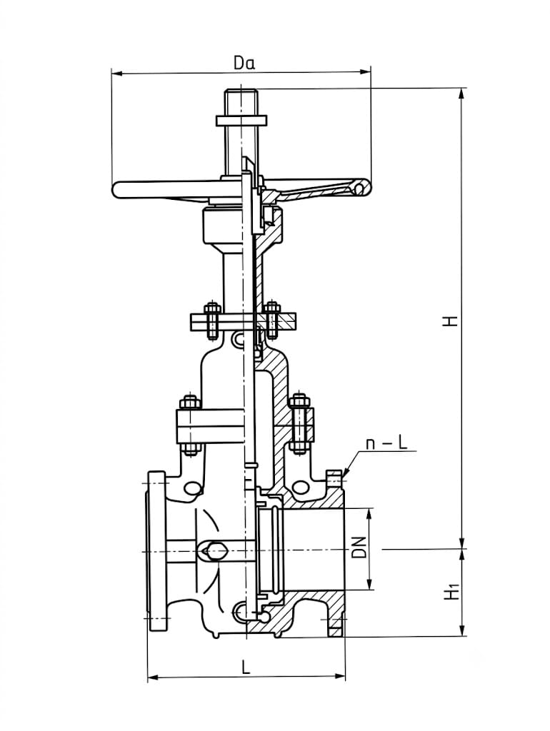RZ47F / RZ43F Gas Plate Gate Valve — Structure Drawing