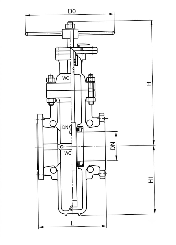 RZ47F / RZ43F Gas Plate Gate Valve — Structure Drawing