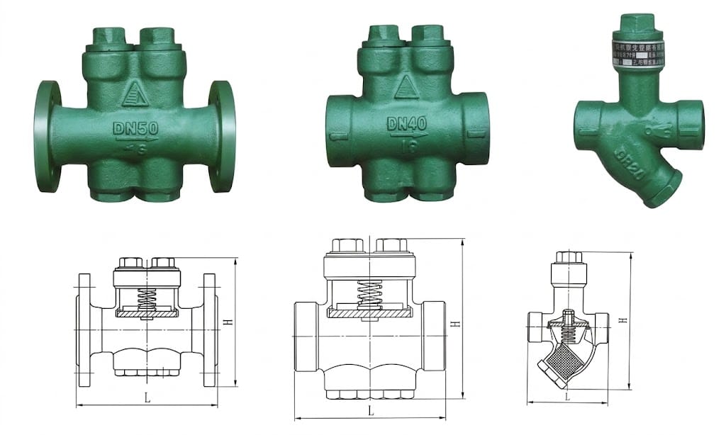Thermostatic Steam Trap Structure Diagram — S44F/S14F Bellows Liquid Expansion Steam Trap Cross-Section
