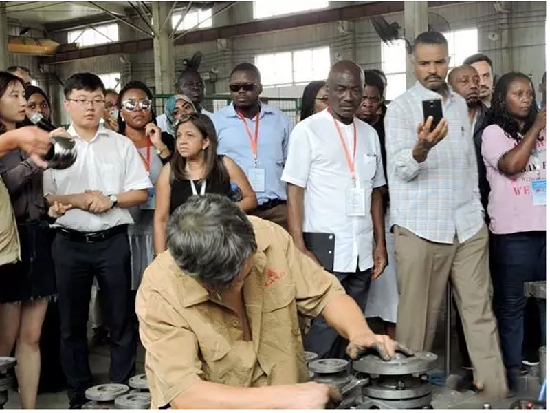 Close-up look at the automated assembly line at Gaoshan Valves
