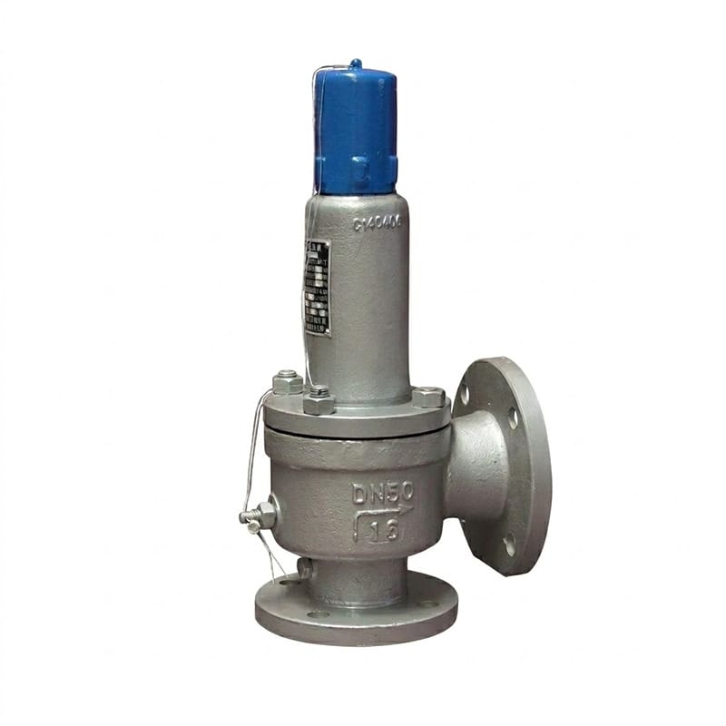 A42Y flanged spring full-lift safety valve with enclosed bonnet and piped discharge, Stellite seat, structure diagram