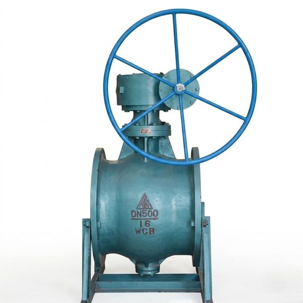 BQ340H偏心球阀 BQ340H eccentric semi-ball valve structure showing three views: front photo with worm gear handwheel and blue carbon steel body, side engineering drawing showing H1 closed height and H2 open height with actuator, and end-on flange view with dimensional annotations; eccentric semi-spherical disc in hard alloy seat with stainless steel stem and worm gear drive mechanism