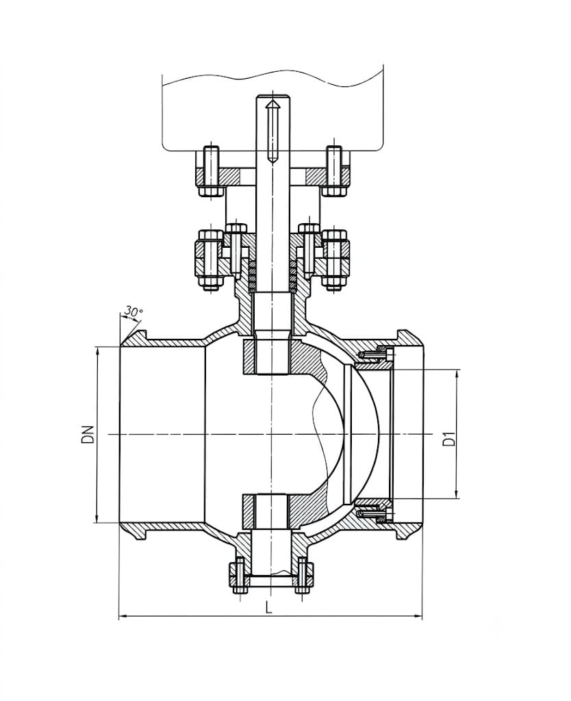 BQ360H Welded Eccentric Semi-Ball Valve Structure