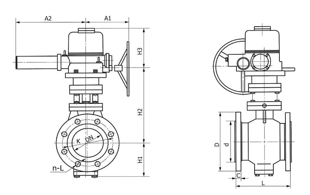 BQ940H Electric Eccentric Semi-Ball Valve Structure