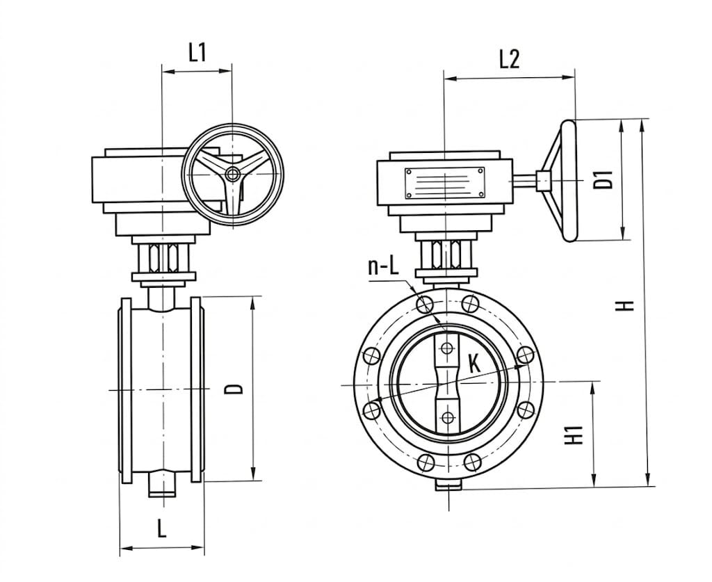 D342 Double Eccentric Butterfly Valve Structure Diagram