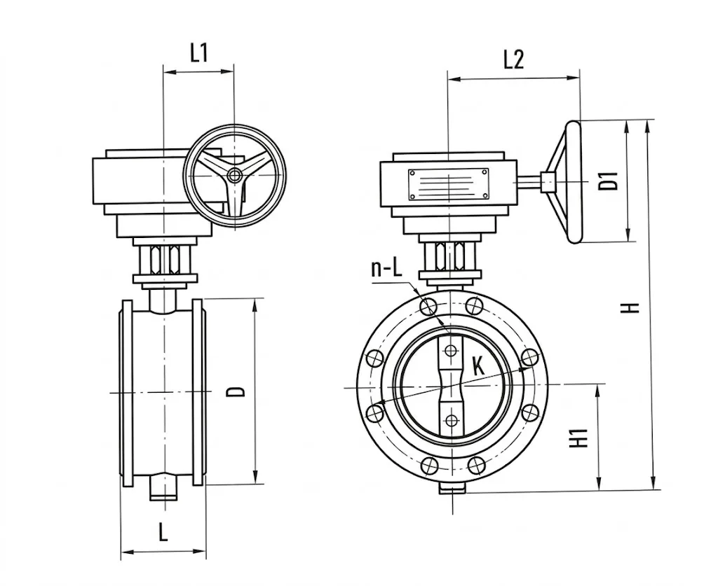 D342 Double Eccentric Butterfly Valve Structure Diagram
