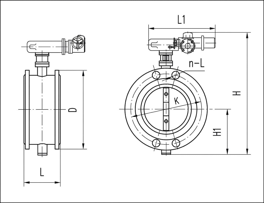 D642 Pneumatic Double Eccentric Butterfly Valve Structure Diagram