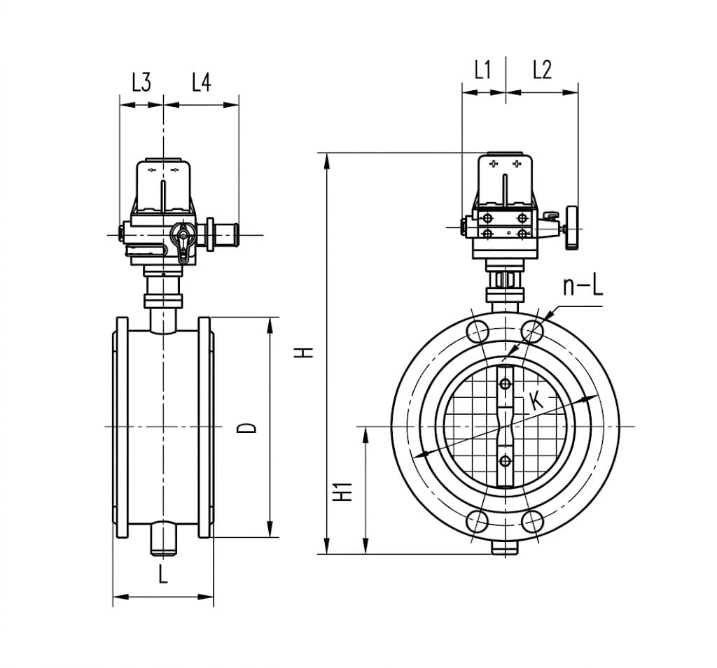 D942 electric double eccentric butterfly valve with QB/QZ electric actuator, flanged RF body, DN large bore