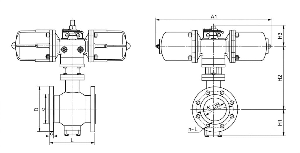 BQ640H Pneumatic Eccentric Semi-Ball Valve Structure