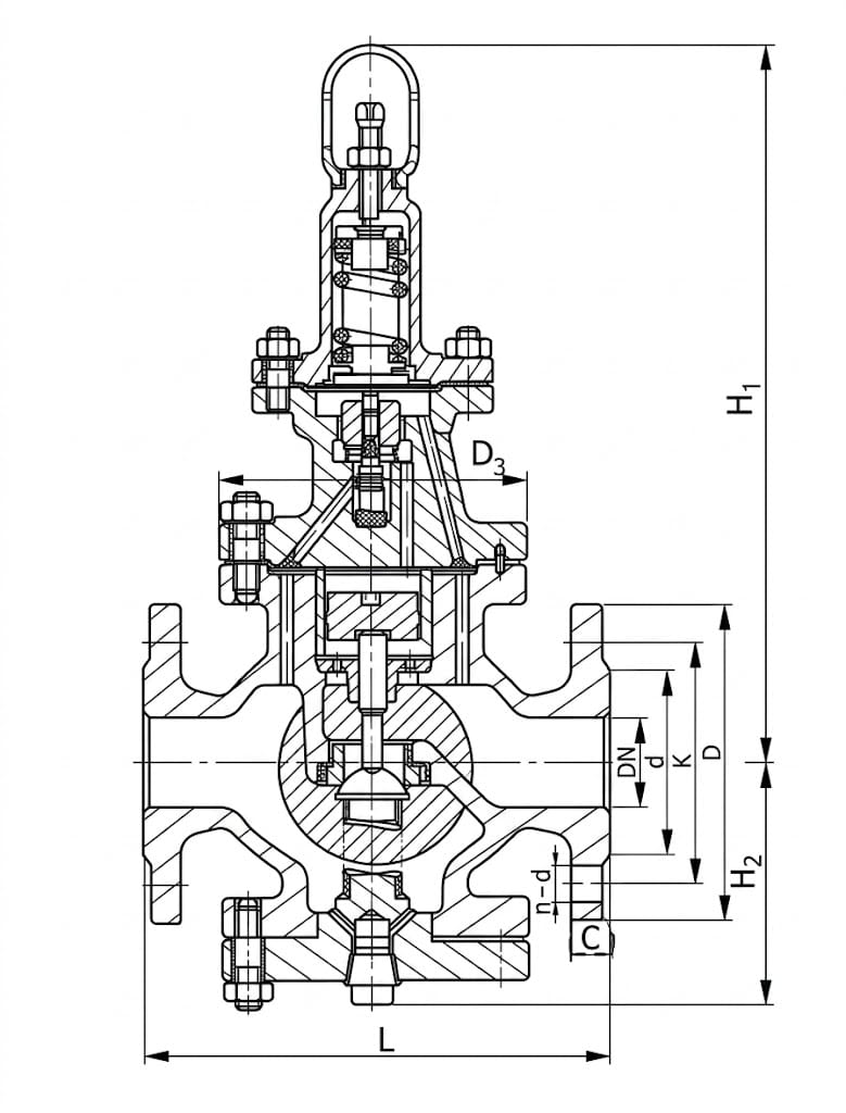 Y43H Piston Type Pressure Reducing Valve Structure Diagram